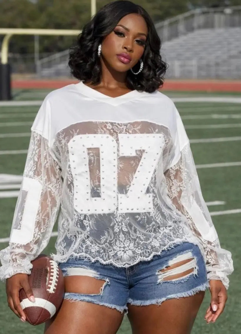 I know Ball white Lace Jersey Milk Haute Clothing & Couture