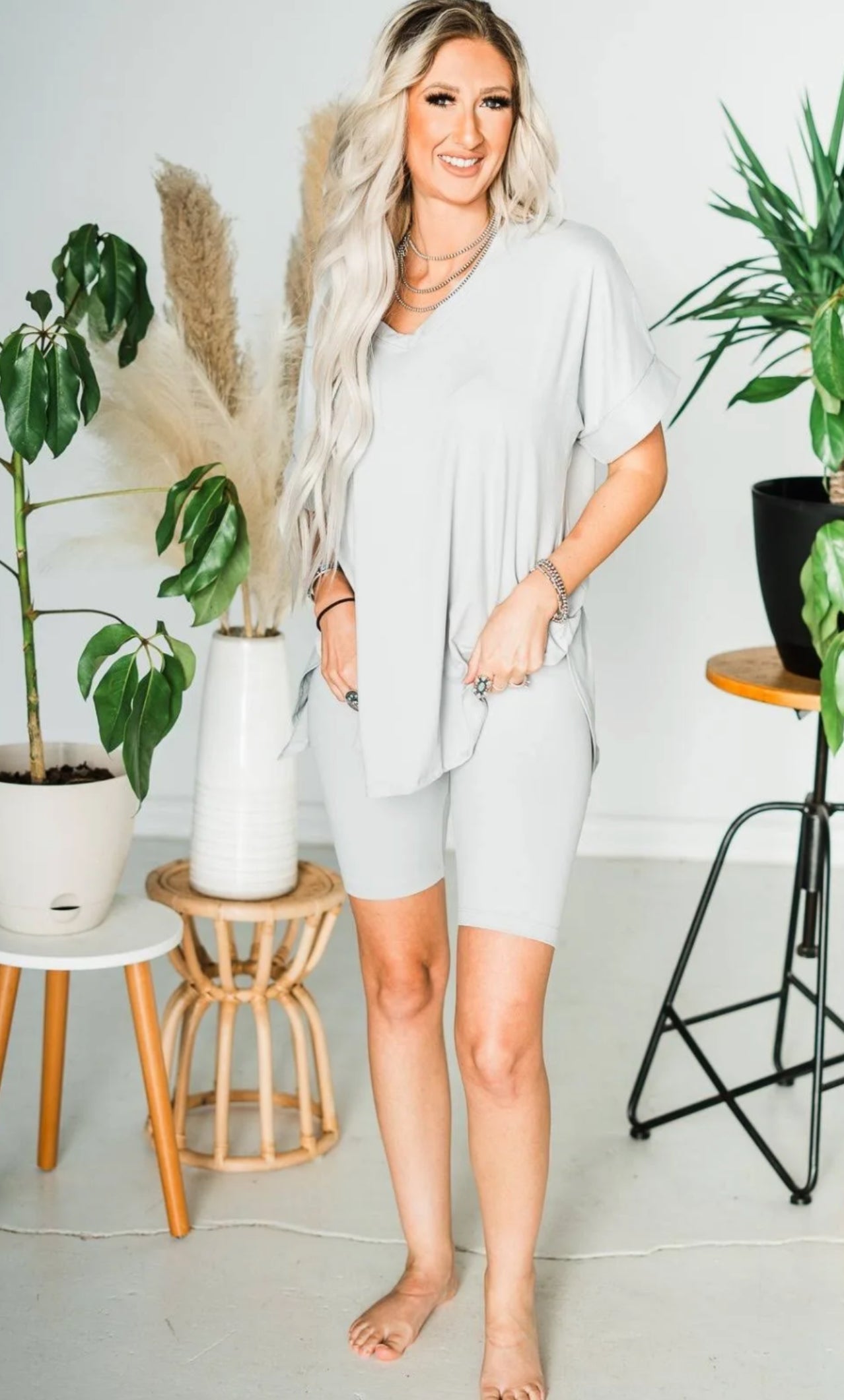 Light Grey Biker Set