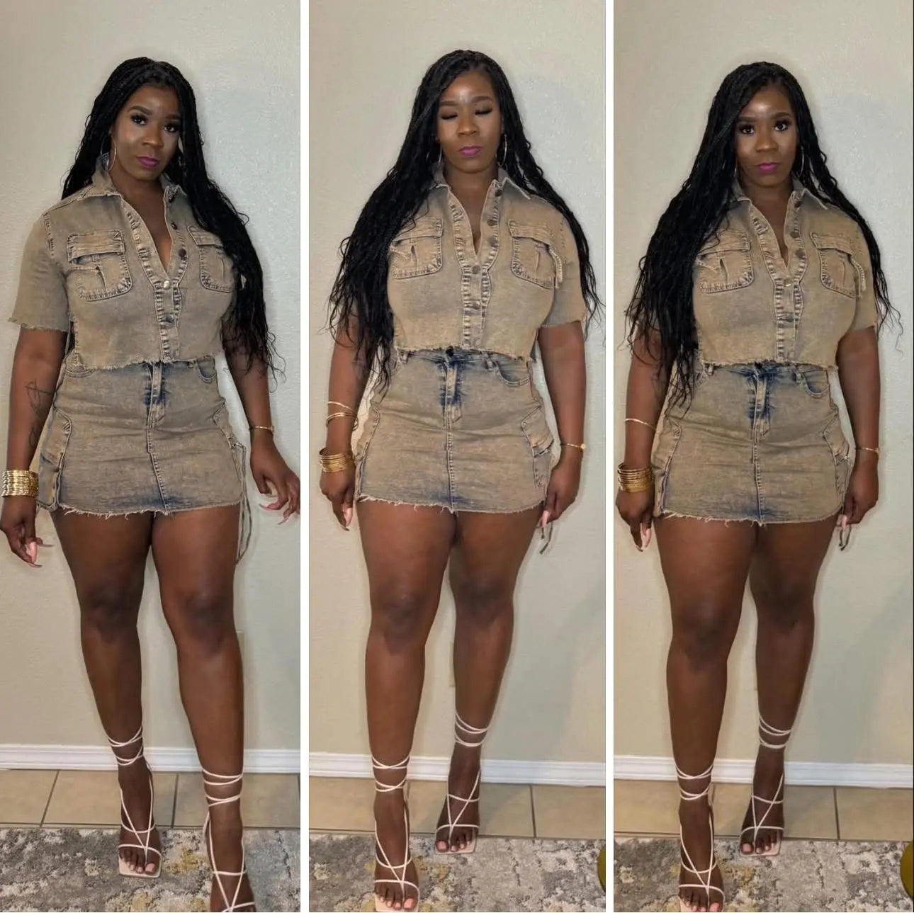 Denim Cargo Set Milk Haute Clothing & Couture