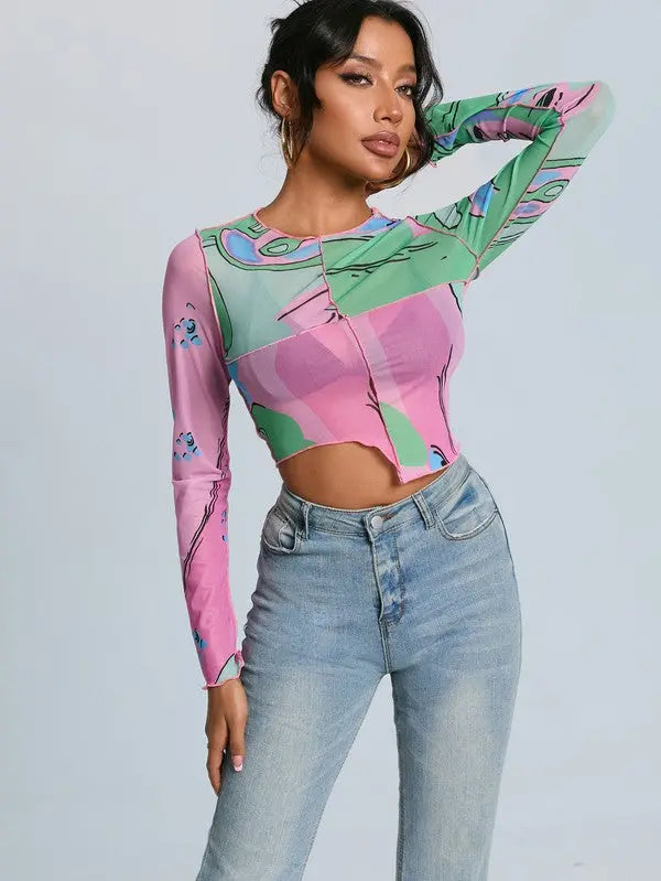 Pinky Sheer Top Milk Haute Clothing & Couture