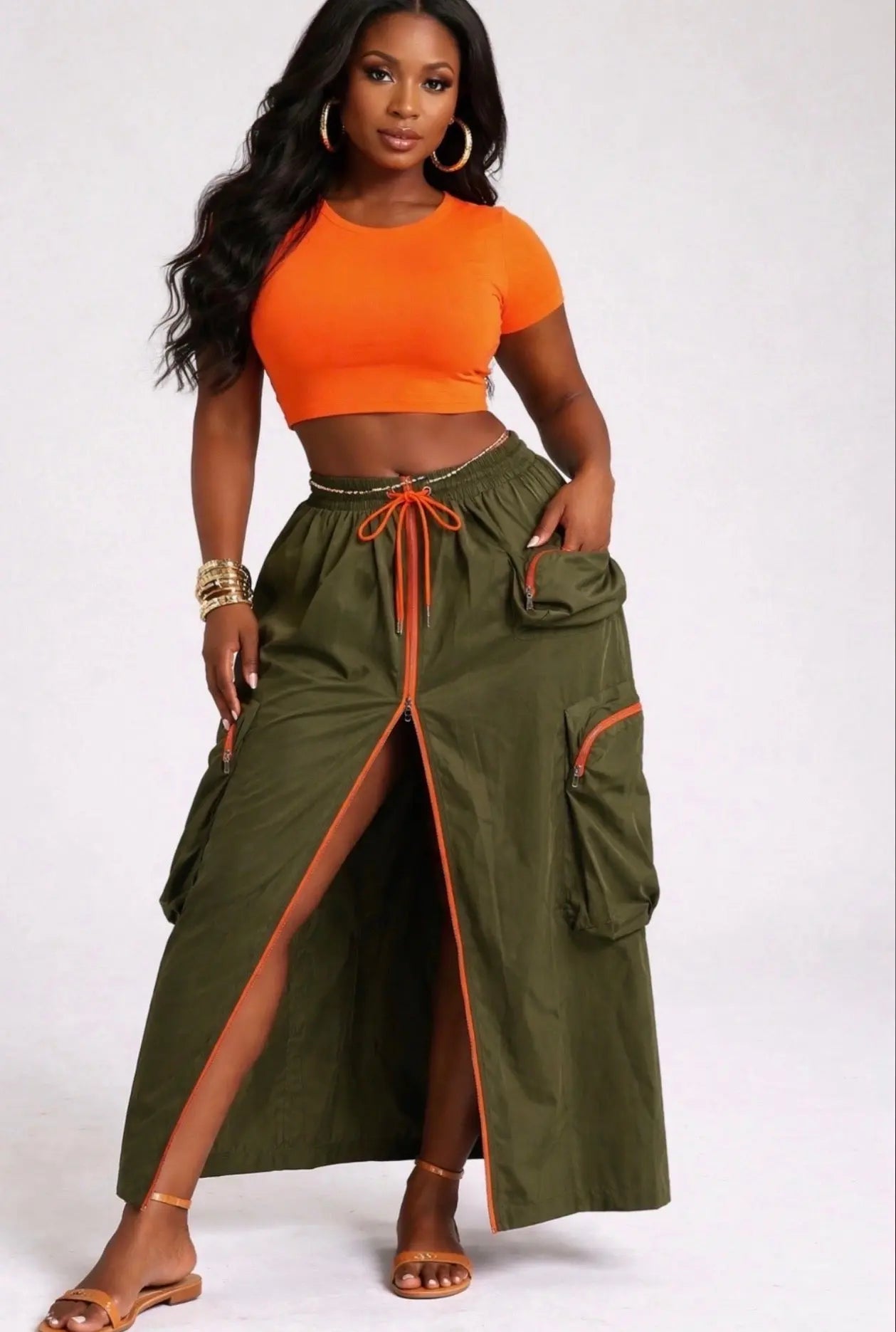Army Green Cargo Maxi Milk Haute Clothing & Couture