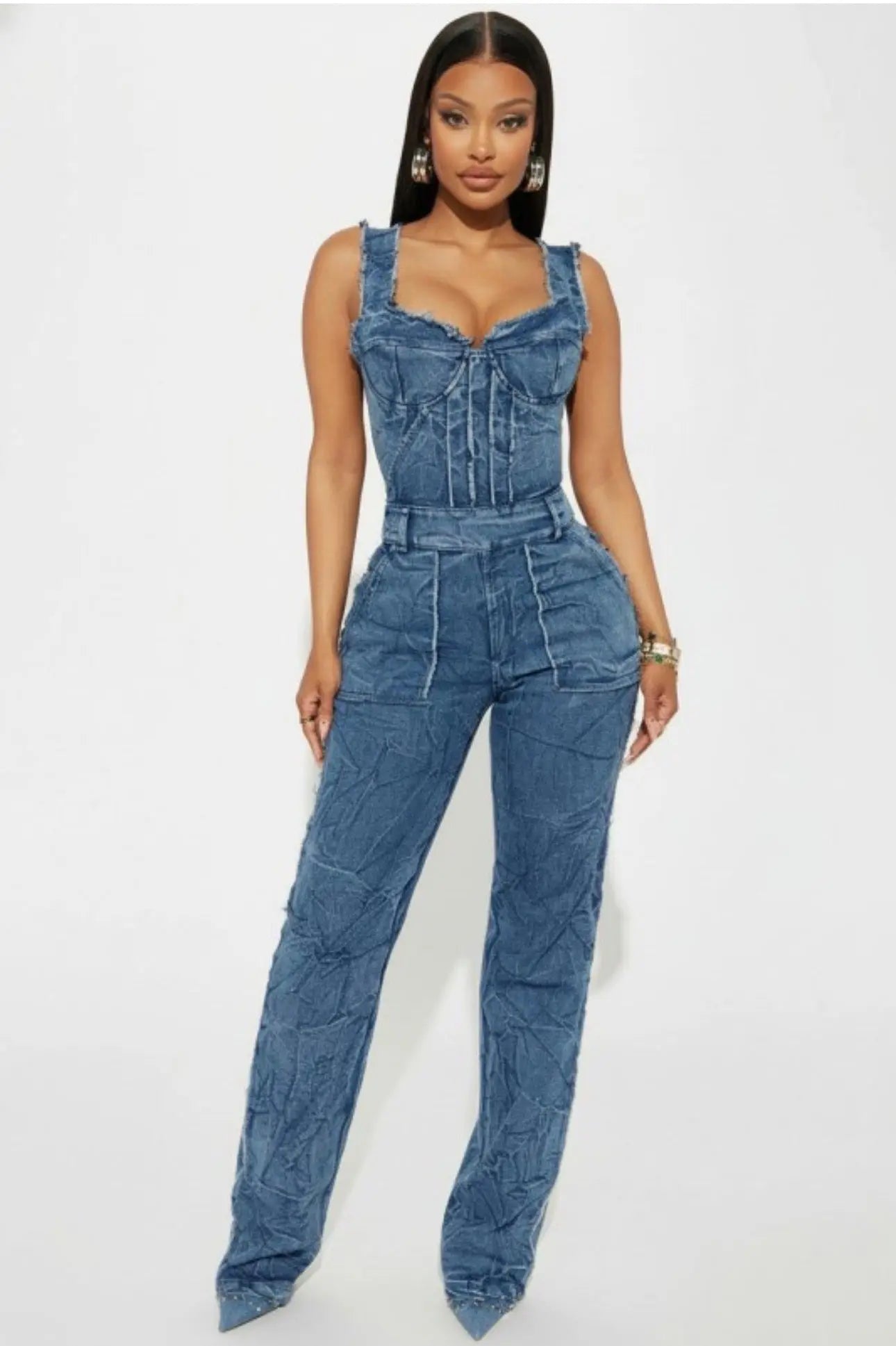 Washed Denim Jumpsuit Milk Haute Clothing & Couture