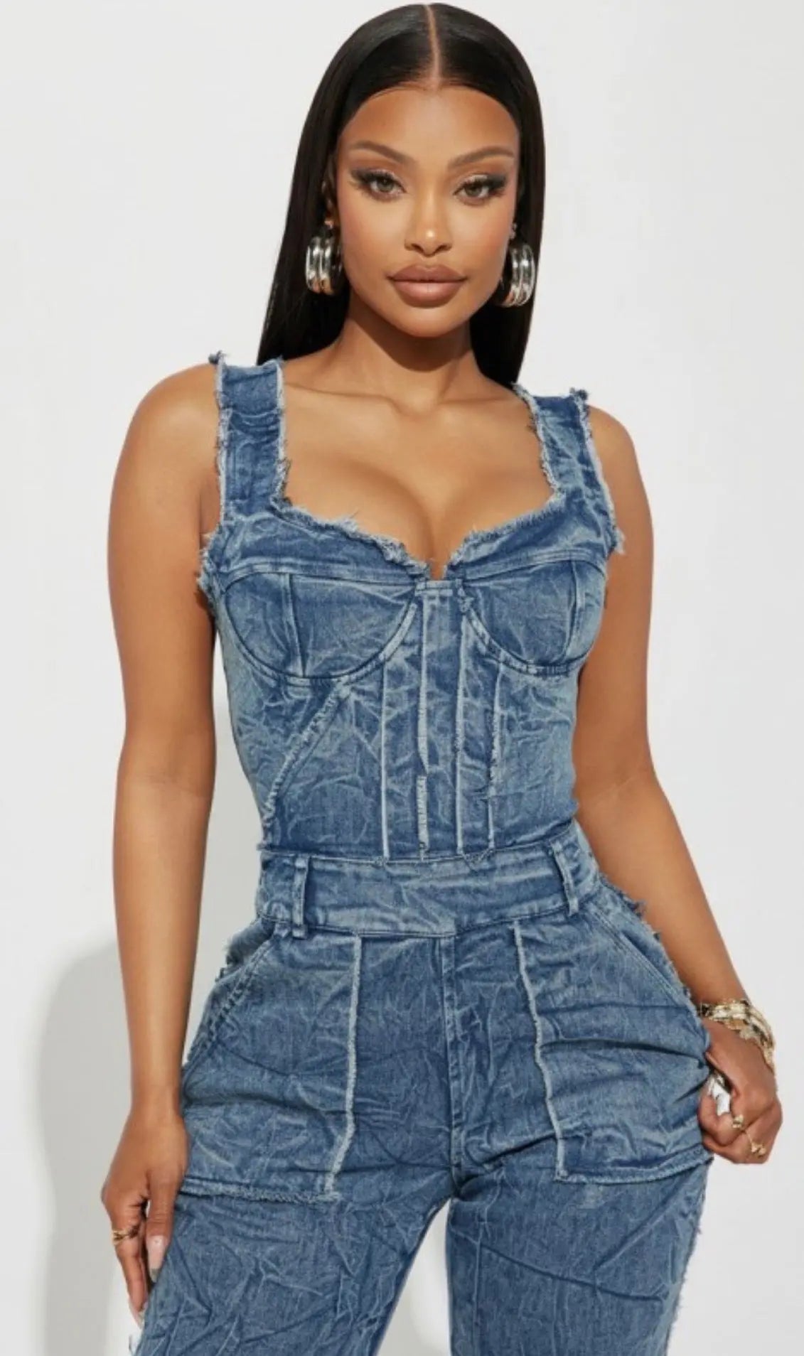 Washed Denim Jumpsuit Milk Haute Clothing & Couture