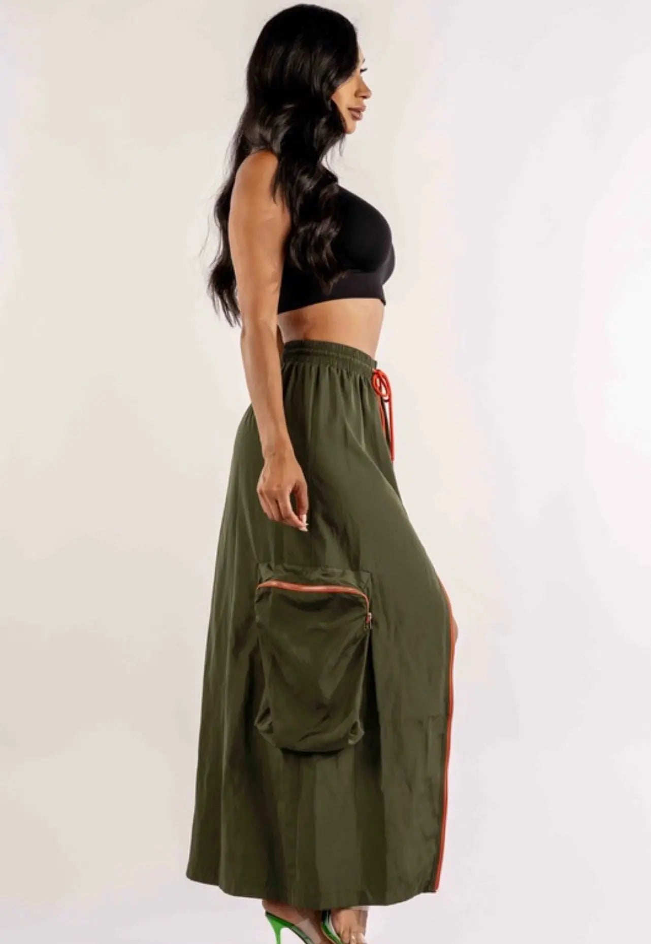 Army Green Cargo Maxi Milk Haute Clothing & Couture