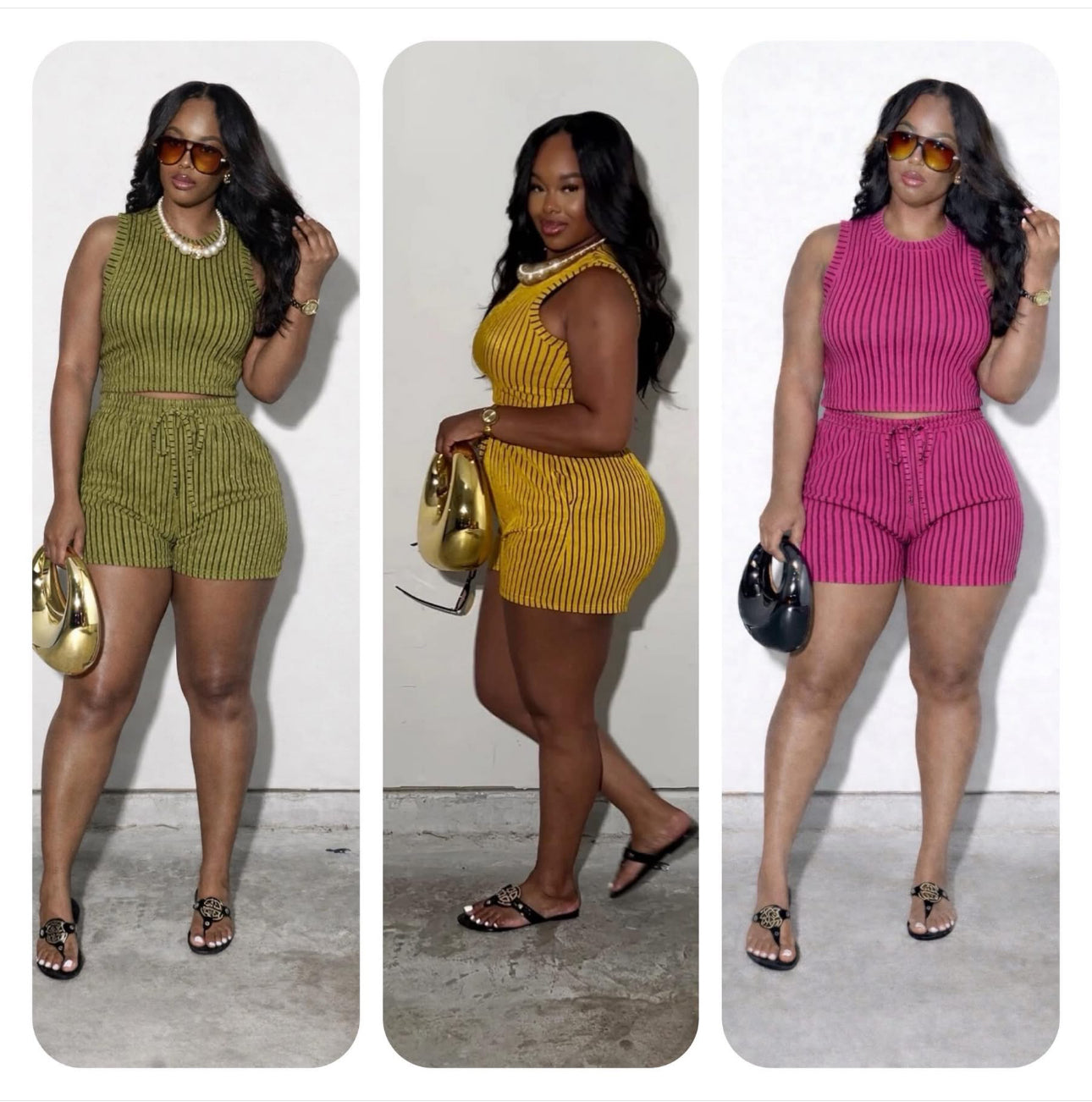 Olive Weekend Stripe Set