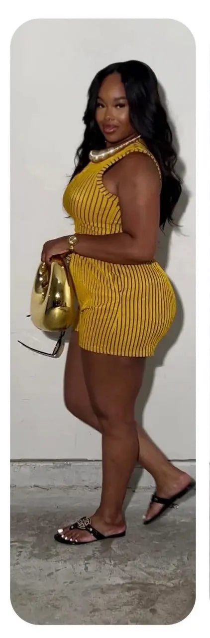 Mustard Weekend Stripe Set Milk Haute Clothing & Couture