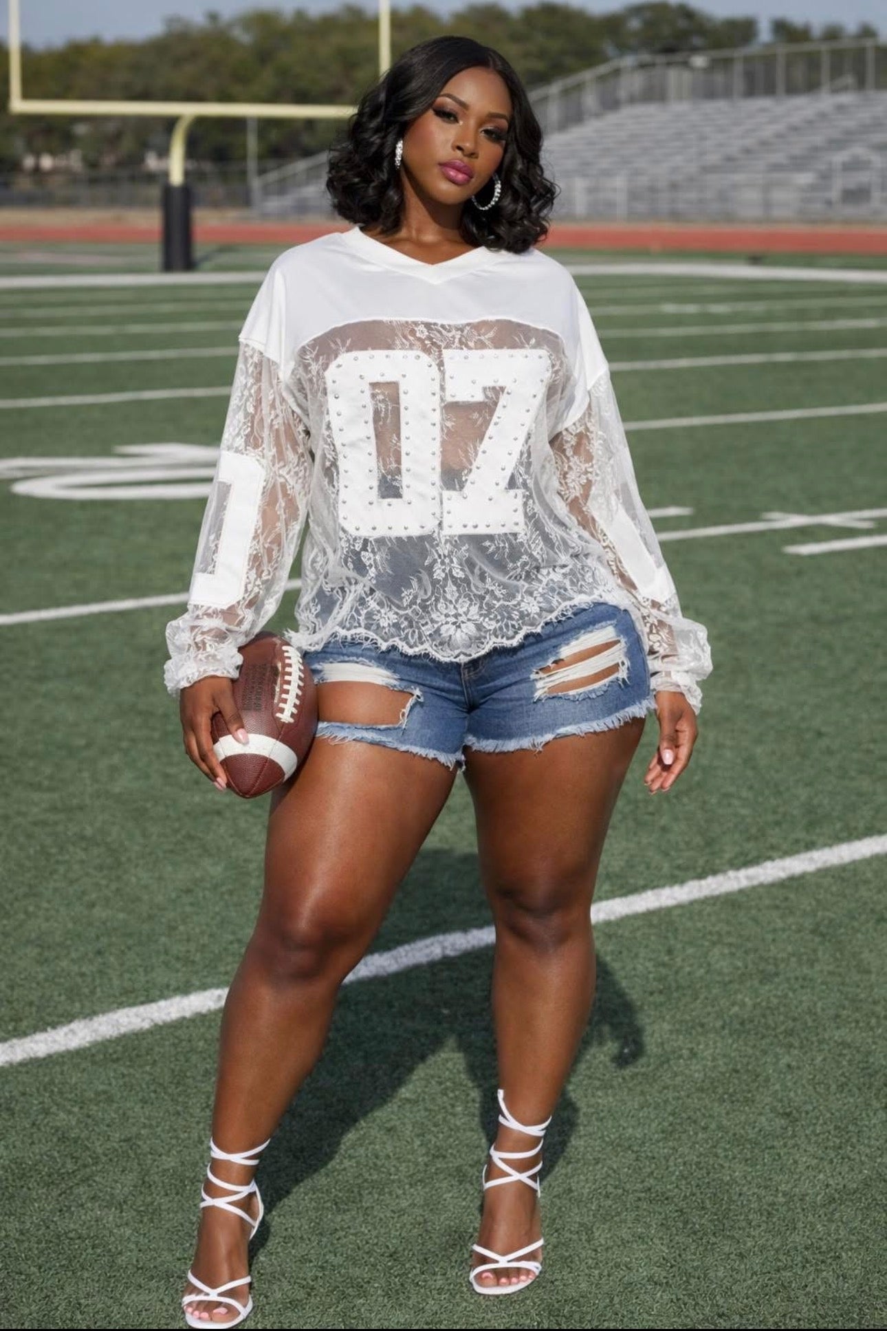 I know Ball white Lace Jersey